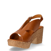 Sandalo in pelle con tacco cuoio | Boscaini Scarpe