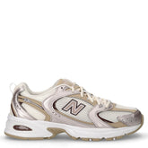 530 sneaker in tessuto e pelle beige bianco argento | Boscaini Scarpe