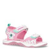 Sandalo in ecopelle e tessuto bambina rosa bianco | Boscaini Scarpe