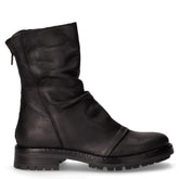 Stivaletto in pelle stropicciata con zip posteriore nero | Boscaini Scarpe