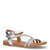 Sandalo in pelle con strass argento | Boscaini Scarpe