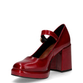 Décolleté in ecopelle con cinturino rosso scuro | Boscaini Scarpe