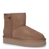 Stivaletto caldo in pelle con platform taupe | Boscaini Scarpe