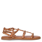 Sandalo alla schiava in ecopelle con borchie cammello | Boscaini Scarpe