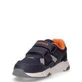 Miguel sneaker in ecopelle bambino navy blue arancio | Boscaini Scarpe