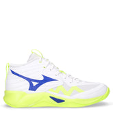 Wave Momentum Pro Mid scarpa da pallavolo in tessuto ed ecopelle bianco giallo blu | Boscaini Scarpe