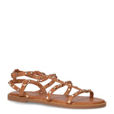 Sandalo alla schiava in ecopelle con borchie cammello | Boscaini Scarpe