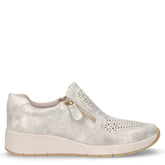 Sneaker in ecopelle traforata con zip beige oro | Boscaini Scarpe