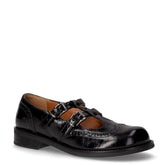 Scarpa in pelle con doppio cinturino nero | Boscaini Scarpe