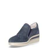 Mocassino in pelle con zeppa blu | Boscaini Scarpe