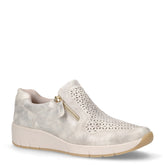 Sneaker in ecopelle traforata con zip beige oro | Boscaini Scarpe