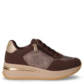Sneaker in ecopelle con zeppa bronzo marrone | Boscaini Scarpe