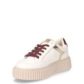 Sneaker in ecopelle con platform bianco bordeaux | Boscaini Scarpe