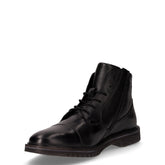 Stivaletto stringato in pelle con zip nero | Boscaini Scarpe