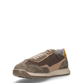 Sneaker in pelle e tessuto militare taupe | Boscaini Scarpe