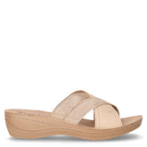 Ciabatta con zeppa in ecopelle sabbia | Boscaini Scarpe