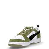 Rebound V6 low sneaker in pelle ed ecopelle verde oliva bianco | Boscaini Scarpe