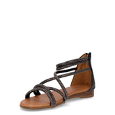 Sandalo in ecopelle con strass nero | Boscaini Scarpe