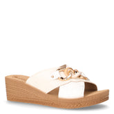 Ciabatta in ecopelle con zeppa bianco | Boscaini Scarpe