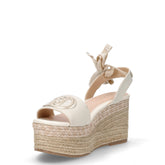 Bali 02 aandalo in tessuto canvas con zeppa beige | Boscaini Scarpe