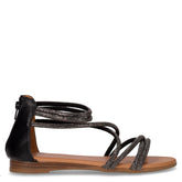 Sandalo in ecopelle con strass nero | Boscaini Scarpe