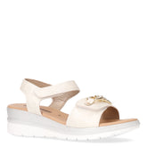 Sandalo in ecopelle con zeppa avorio | Boscaini Scarpe