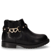 Stivaletto in ecopelle con cuori strass bambina nero | Boscaini Scarpe