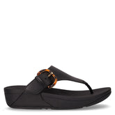 Ciabatta infradito con zeppa in pelle e gomma nero | Boscaini Scarpe