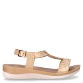 Sandalo in ecopelle con strass sabbia oro | Boscaini Scarpe