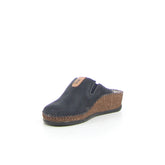Ciabatta da casa con zeppa in pelle blu | Boscaini Scarpe