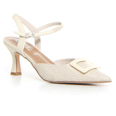Sandalo con tacco beige | Boscaini Scarpe