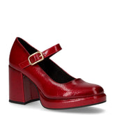 Décolleté in ecopelle con cinturino rosso scuro | Boscaini Scarpe