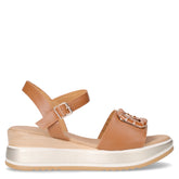 Sandalo con zeppa in pelle cuoio | Boscaini Scarpe