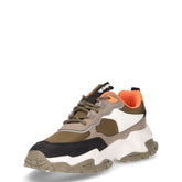 Sneaker in ecopelle e tessuto verde kaki | Boscaini Scarpe