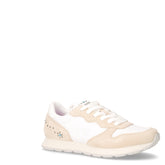 Ally Studs sneaker bambina in pelle e tessuto bianco beige | Boscaini Scarpe