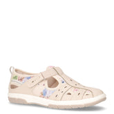 Sandalo in ecopelle e tessuto beige multicolor | Boscaini Scarpe