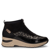 Sneaker in ecopelle e tessuto con zeppa nero oro | Boscaini Scarpe