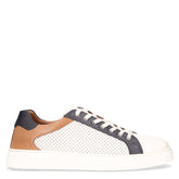 Sneaker in pelle bianco navy cognac | Boscaini Scarpe