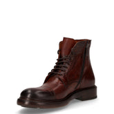 Stivaletto stringato in pelle con zip legno | Boscaini Scarpe
