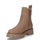 Stivaletto con carrarmato e zip laterale in ecopelle beige | Boscaini Scarpe