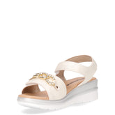 Sandalo in ecopelle con zeppa avorio | Boscaini Scarpe