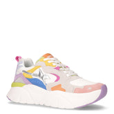 Mia sneaker in pelle e tessuto cipria bianco arancione blu | Boscaini Scarpe