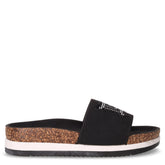 Ciabatta in ecopelle con strass nero | Boscaini Scarpe