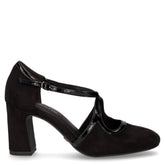 Décolleté in tessuto ed ecopelle nero | Boscaini Scarpe