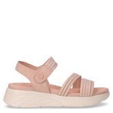 Sandalo in tessuto ed ecopelle con zeppa beige rosa | Boscaini Scarpe