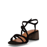 Sandalo in tessuto con tacco nero | Boscaini Scarpe