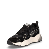 Sarah sneaker in pelle e tessuto nero | Boscaini Scarpe