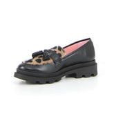 Mocassino con nappine nero beige leopardato | Boscaini Scarpe