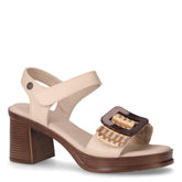 Sandalo con tacco in ecopelle beige | Boscaini Scarpe