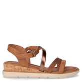 Sandalo in ecopelle con zeppa cognac | Boscaini Scarpe